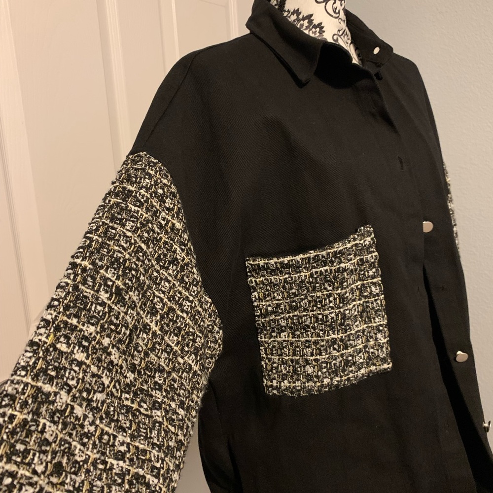 Fantastic Fawn denim & tweed shacket